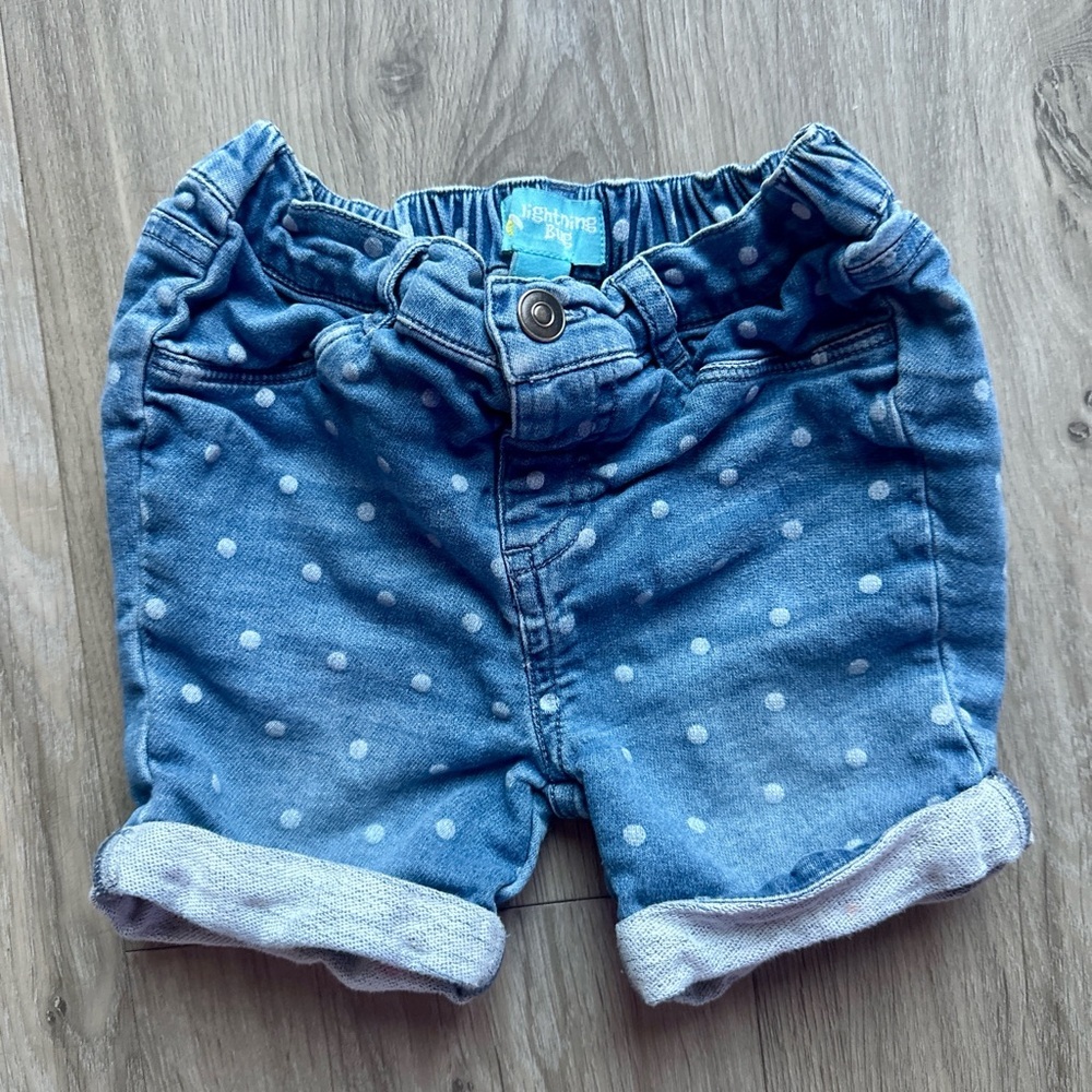 Denim girls Jean shorts size 4 polka dots lightning bug brand